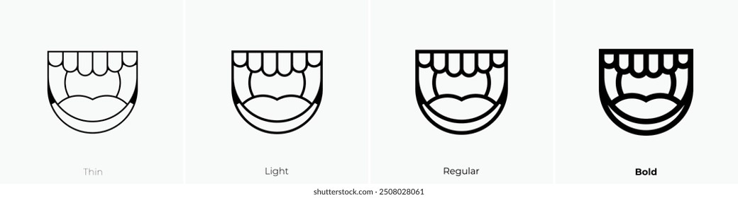 open mouth icon. Thin, Light Regular And Bold style design isolated on white background