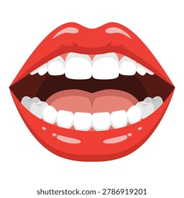 Open mouth illustration featuring lips teeth smile and oral expression concept for beauty and healthcare design projects