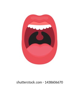 Open mouth isolated. Tongue teeth human body on white background. Dentist symbol or logotype flat design. EPS10