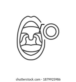Open mouth with laryngitis line color icon. Sign for web page, mobile app