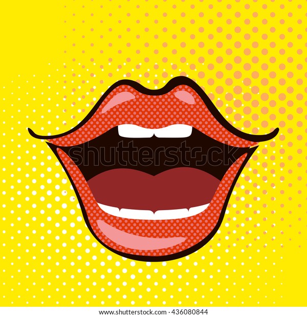 Open Mouth Pop Art Style On Stock Vector (royalty Free) 436080844 