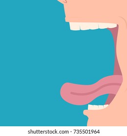 Open mouth profile  Close up  Vector illustration