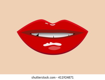 Open mouth. Red lips