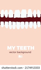 Open mouth with teeth. Concept of horror and fear. Abstract illustration handmade in flat design. Vector pattern for poster or cover