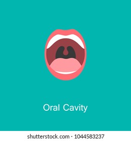 Open Mouth with Teeth and Tongue line icon isolated on background. Dental concept. Symbol of communication. Illustration for info graphics, websites and print media. Vector flat icon.