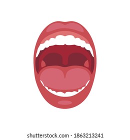 Open Mouth with Teeth and Tongue line icon isolated on background. Dental concept. Symbol of communication. Illustration for info graphics, websites and print media. Eps10 vector illustration.