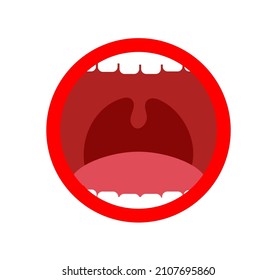 Open Mouth with teeth and tongue Vector illustration.