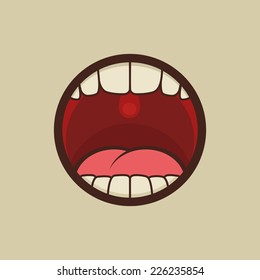 Open Mouth With Teeth And Tongue Vector Illustration