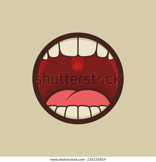 Open\
Mouth with Teeth and Tongue Vector\
illustration