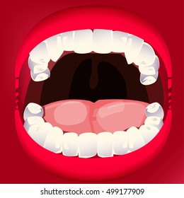 open mouth and teeth with tongue.dental concept - vector illustration