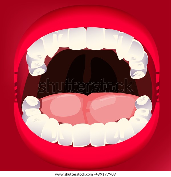 Open Mouth Teeth Tonguedental Concept Vector Stock Vector Royalty Free 499177909 Shutterstock
