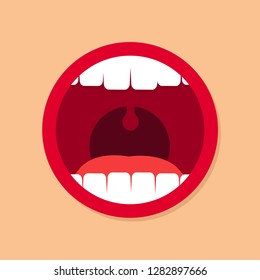 Open Mouth With Teeth Vector Flat Icon Illustration