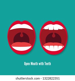 Open Mouth with Teeth Vector flat icon illustration