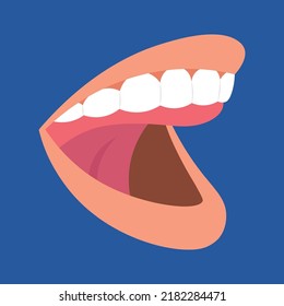 Open mouth with tongue pressed to the palate