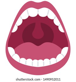 Open mouth vector cartoon illustration isolated on a white background.