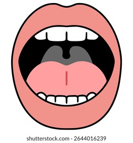 open mouth voice expression flat color vector illustration template design