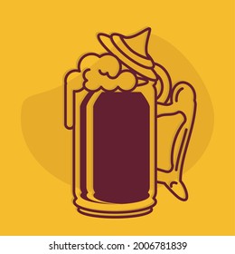 open mug of beer with foam cartoon