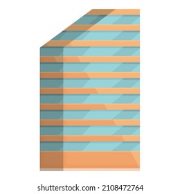 Abrir vector de dibujos animados de iconos multihistoria. Bloqueo de la ciudad. Edificio de oficinas