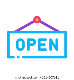 Open Nameplate Icon Vector. Outline Open Nameplate Sign. Isolated Contour Symbol Illustration