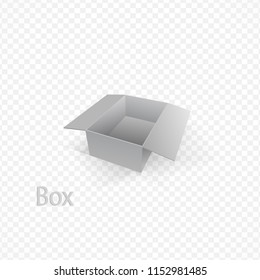 Open Narrow Carboard Box, Isolated Vector Illustration