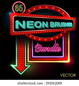 Open Neon Sign for hotel. On a black background. Vector EPS illustration.