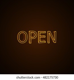 OPEN neon sign. Vector illustration