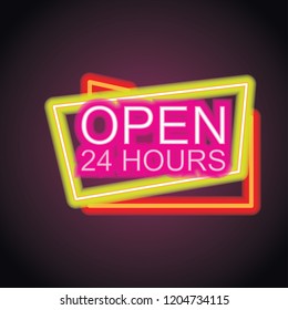 open neon sign for your store and shop, vector illustration