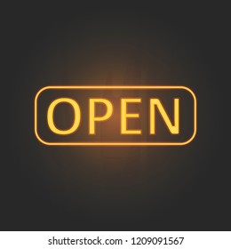open neon sign for your store and shop, vector illustration