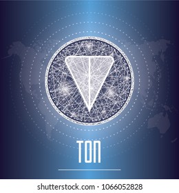 open network TON new blockchain platform and new crypto currency vector illustration. cryptocurrency gram coin symbol, logo.