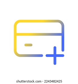 Abrir un nuevo icono de usuario lineal con gradiente perfecto en píxel de cuenta bancaria. Tarjeta de pago. Operaciones financieras. Símbolo de interfaz de usuario de color de línea. Pictograma de estilo moderno. Ilustración de contorno aislado del vector