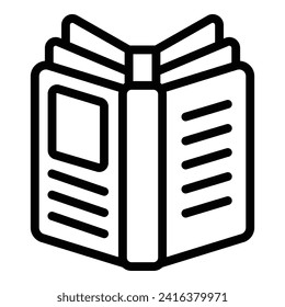 Open new book icon outline vector. Lexicon volume. Uncover literary