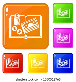 Open new book icons set collection vector 6 color isolated on white background