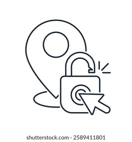 Open a new location. Get access to a place. Vector linear icon illustration isolated on white background.