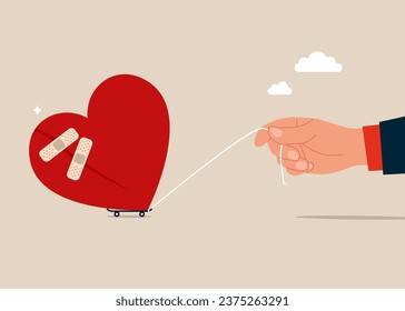 Open for new relationship, heal heart broken or divorce and relationship problem. Flat vector illustration