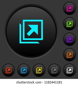 Open in new window dark push buttons with vivid color icons on dark grey background
