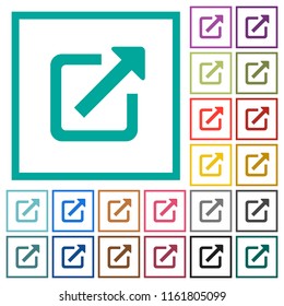 Open in new window flat color icons with quadrant frames on white background