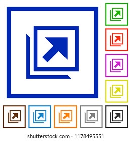 Open in new window flat color icons in square frames on white background