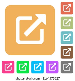 Open in new window flat icons on rounded square vivid color backgrounds.
