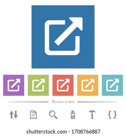 Open in new window flat white icons in square backgrounds. 6 bonus icons included.