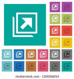 Open in new window multi colored flat icons on plain square backgrounds. Included white and darker icon variations for hover or active effects.