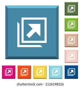 Open in new window white icons on edged square buttons in various trendy colors