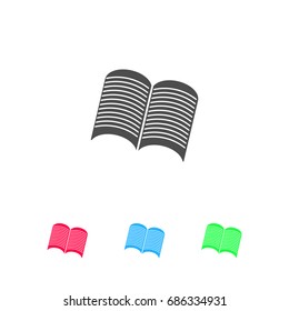 Open newspaper icon flat. Color pictogram on white background. Vector illustration symbol and bonus icons