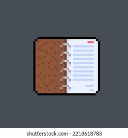 open note book in pixel art style