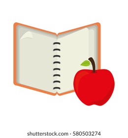 open notebook with apple fruit