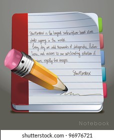 Open Notebook with colorful bookmarks. Vector illustration.