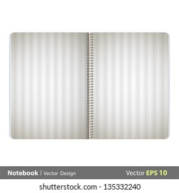 Open notebook with fabric cover. Vector design.