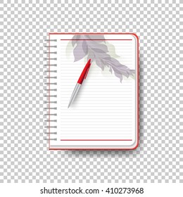 offenes Notizbuch mit Blattdekoration. eps10 Vektor