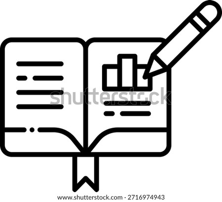 Open Notebook with Graph and Pencil Icon