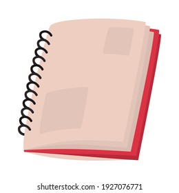 open notebook icon over white background, flat style, vector illustration