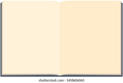 Open notebook isolated on the white background. Vector flat illustration